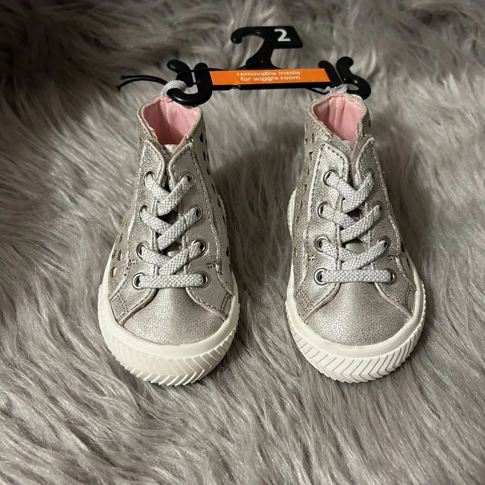 Wonder Nation Shoes Baby Girls‎ Size 6 Grey Heart High Top NEW